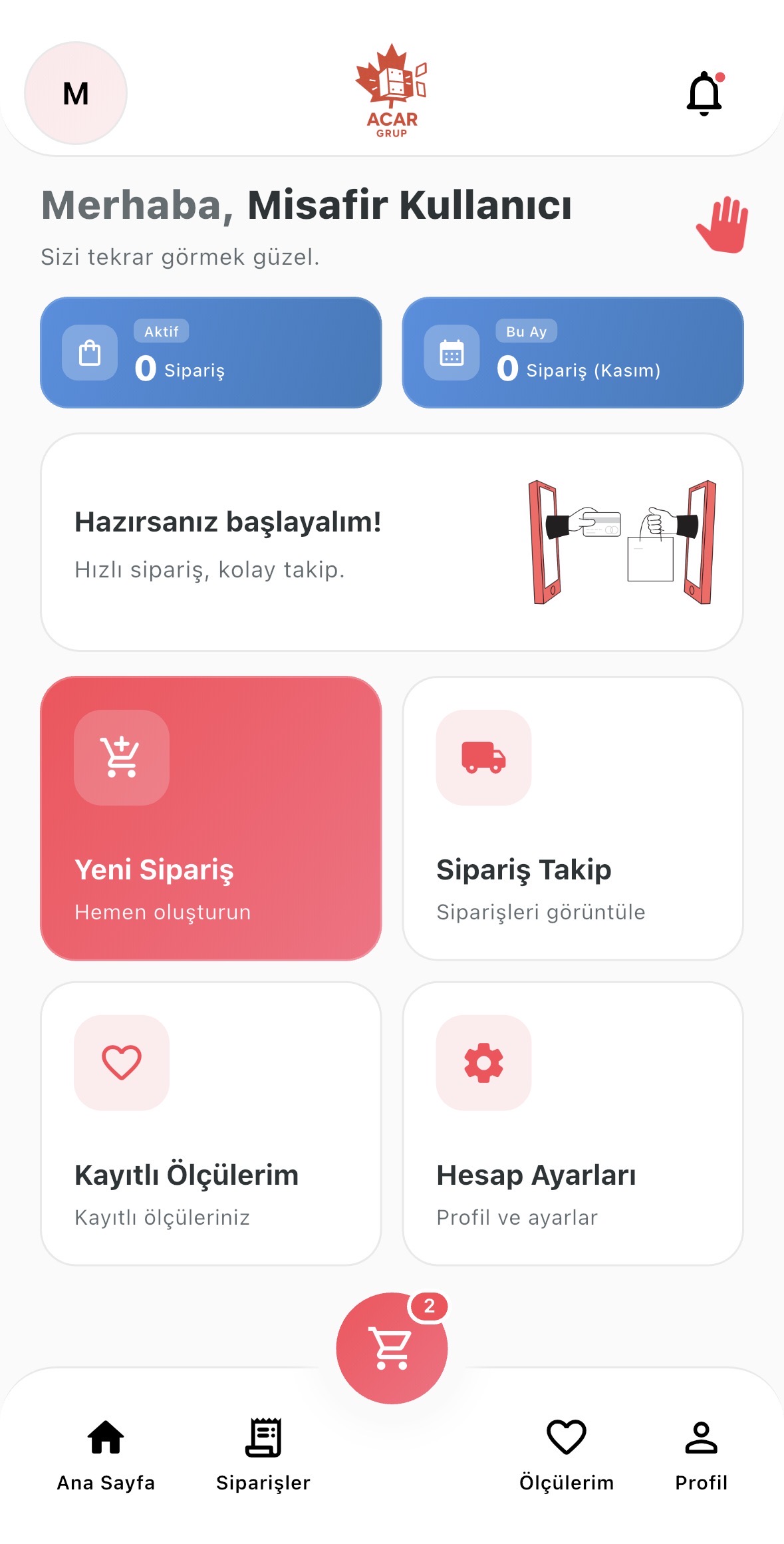 ACAR Mobil uygulama ekran görüntüsü 1 - Ahşap kesim optimizasyonu ve sipariş yönetimi özellikleri